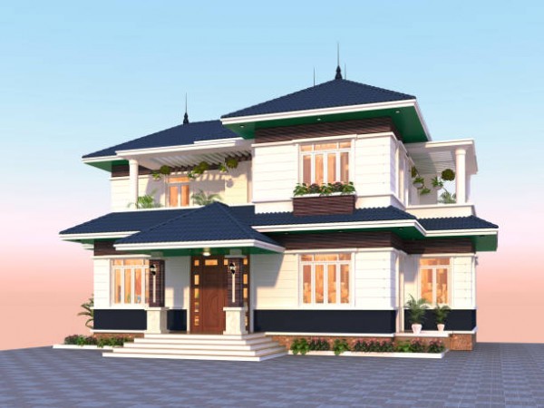 Luxury house and villa exterior, 3d rendering.